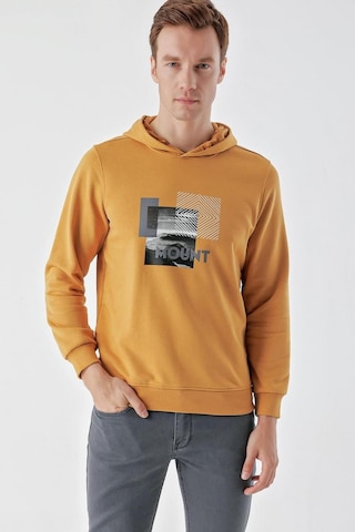 Slimfit Kapşonlu Önü Baskılı 2 İplik Erkek Sweatshirt 001