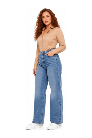 Dekploy Kadın Yüksek Bel Wide Leg Denim Bol Pantolon Bgl-st05449 Buz.mavi