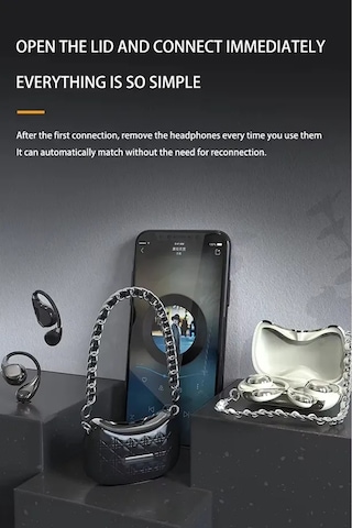 Çanta Şeklinde Kablosuz Bluetooth Kulaklık Led Göstergeli Anc Özellik 15 Dakika Şarj İle 4 Saat Müzik Dinleme