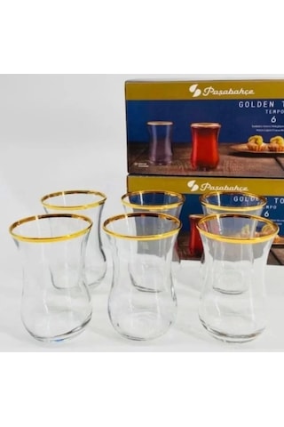Paşabahçe 42021 Yaldızlı Çay Bardağı 120cc 6 Lı Çok Renkli