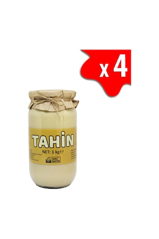 Laçoko Şekersiz Vegan İnce Öğütülmüş Susam Tahin Cam Kavanoz 4 x 1 KG