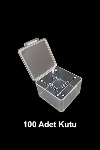Plastik Şeffaf Küçük Kutu 4.5 x 4.5 x 2.5 CM 100 Adet Şeffaf