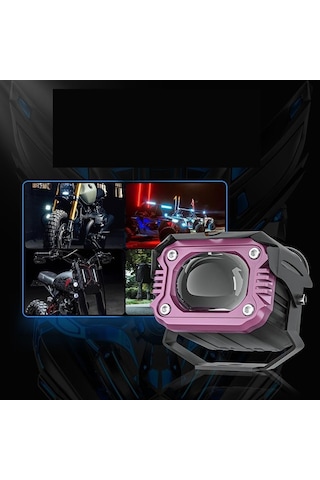 Motosiklet Çakar Modlu Lazer Led Sis Farı 2 Adet Çift Renk Beyaz Sarı Ultra Güçlü Sis Farı