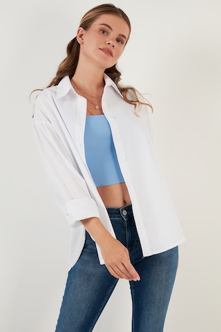 Lela Oversize % 100 Pamuk Poplin Bayan Gömlek Cf21S163867 Beyaz