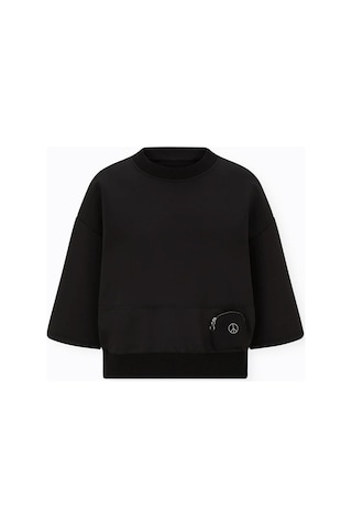 Bulalgiy Kadın Siyah Yarasa Kol Sweatshirt - BGA202291 - Siyah