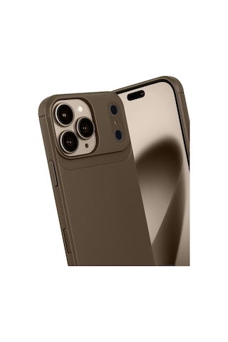 Apple Uyumlu iPhone 17 Pro Max Kılıf Karbon Silikon Case Kapak Kahverengi