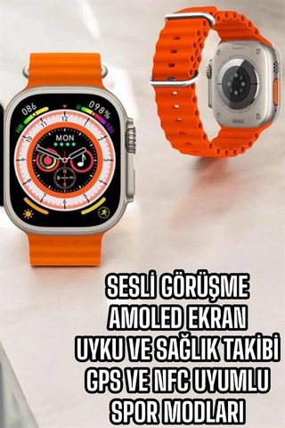 Yeni Nesil Akıllı Saat Nabız Ölçer Sağlık Ölçer Ve Kalori Ölçer Uyku Takibi Nfc Özelliği - Uuczs8ultramaxsaattt1