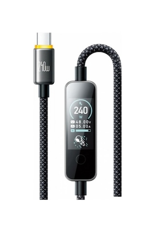 Mcdodo Ca-8750 240w Typ-c To Typ-c Tft Ekranlı Şarj Kablosu 1.2 M Siya