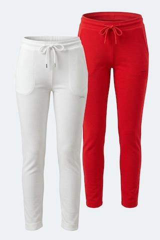 Slazenger Poll 2 Li Set Kadın Eşofman Altı Bej - Kırmızı