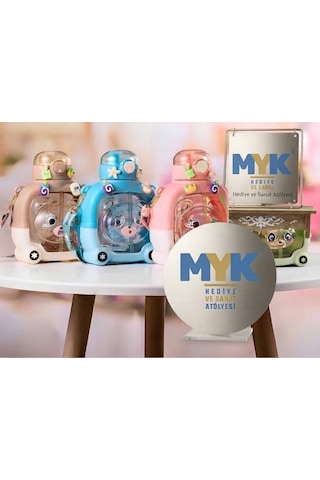 Ayıcık Model Su Matarası Su Şişesi Suluk 1000 Ml Bpa Içermez Suluk Çocuk Okul Su Şişesi Açık Kahve