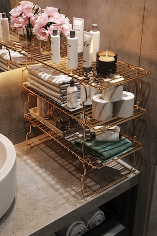 Bino Çok Amaçlı Banyo Mutfak Dolap İçi Gardırop Düzenleyici Altın