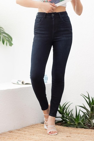 Kadın Süper Skinny Fit Esnek Likralı Yüksek Bel Denim Jean Kot Pantolon Yenijennie-blue Black-k 001