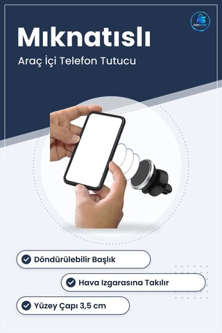Araç İçi Izgara Telefon Tutucu Mıknatıslı Döndürülebilir Yuvarlak