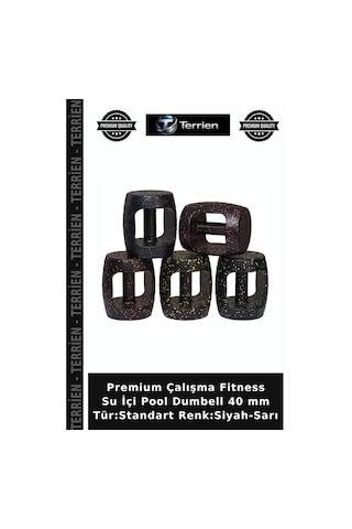 Premium Çalışma Fitness Su İçi Pool Dumbell 40 Mm Tür:standart Renk:siyah-sarı Siyah - Sarı
