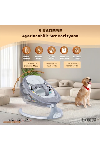 Libababy Koala Elite Elektrikli Otomatik Sallanan Ana Kucağı - Gri