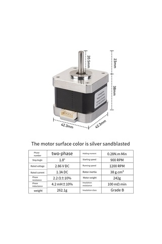 Gatherco 3d Yazıcı Nema 42 Adım Motoru 17hs4401 38 Mm Eksen 5 Mm 3d Yazıcı Dıy Gravür Makinesi Motoru