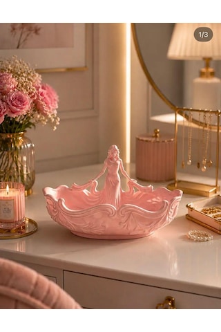 Dekoratif Kadın Figürlü Takı & Aksesuar Tepsisi Açık Pembe