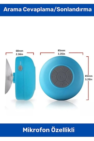 Pastimore Deluxe Serisi S-06 Vantuzlu Su Geçirmez Mini Bluetooth Hoparlör