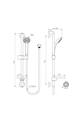 Idealrain Sürgülü Duş Seti 80mm-chrome-3 Fonksiyonlu B9503aa Krom