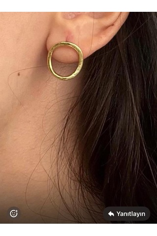 Geometrik Modern Halka Küpe Gold
