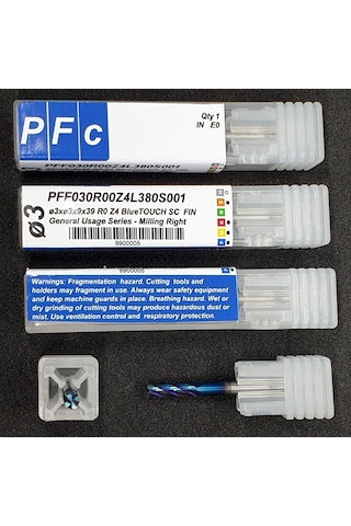 Çap3 Mm Düz Karbür Parmak Freze Elmas Çakı Pff030R00Z4L380S001