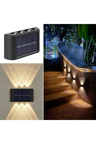6 Ledli Solar Güneş Enerjili Aplik Led, Dekoratif Duvar Monteli Gün Işığı Led 525089al42yt0042