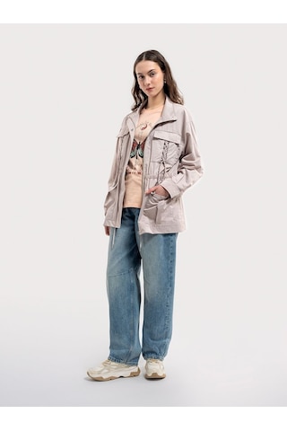 Loose Fit Kadın Yağmurluk Taş