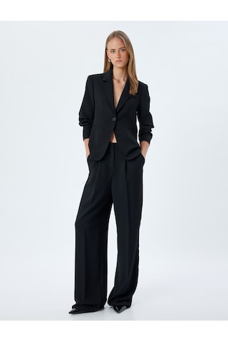 Koton Klasik Blazer Ceket 3/4 Kol Kruvaze Cepli Regular Fit Siyah 5wak50071uw Siyah