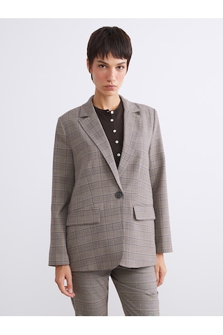 Lcw Vision Bej Ekose Kadın Blazer Ceket