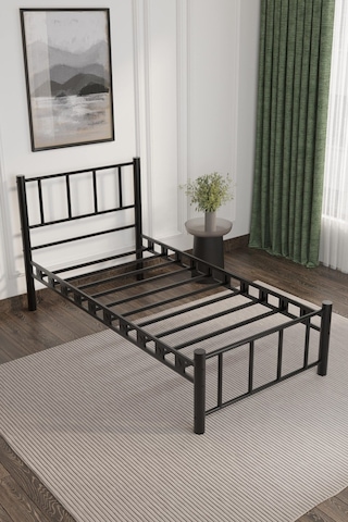 Argimo Zambak Tek Kişilik Ferforje Siyah Metal Karyola 120x200