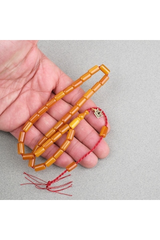 Omari Sıkma Kehribar Yumuşak Kesme Kesim Oturtma İmameli Sistemli 6x10.5mm Tesbih