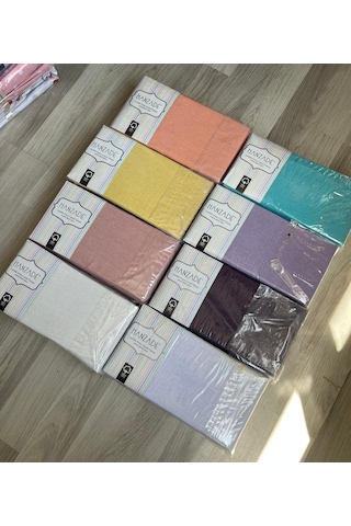 Hanzade %100 Pamuk Penye Lastikli Çift Kişilik Çarşaf Seti 160x200+30 - Sarı Sarı