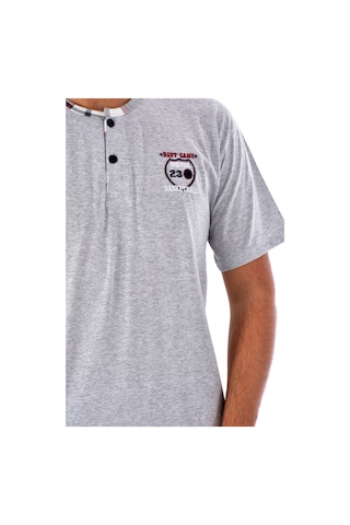 Pemilo 31102 - 1 2105 Ekose Desenli Kısa Kol Erkek Pijama Takımı Gri