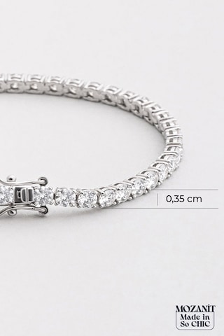 Mozanit Zarafeti 18 Ayar Beyaz Altın Kaplama 17 Cm Gümüş Su Yolu Bileklik Beyaz