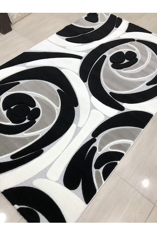 Kaşmir Halı Jade 146X233 Je 0018-03 Siyah Beyaz 4 M2 Halı !