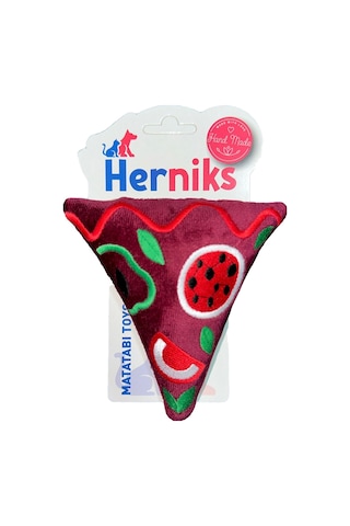 Herniks Sesli Peluş Nakışlı Köpek Oyuncağı Pizza 14 CM