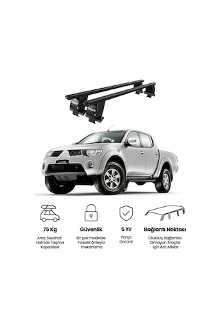 Royal Mitsubishi L200 2006-2015 Uyumlu Siyah Kilitli Ara Atkı Port Bagaj Tavan Barı
