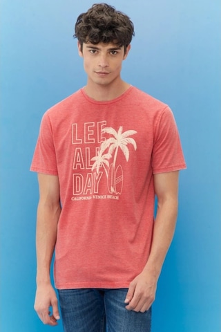 Lee Lightweight Graphic Erkek Kırmızı Bisiklet Yaka Tişört L221059600 Kırmızı