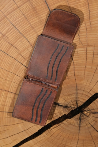Lenax Leather Mono Klips Hakiki Deri Erkek Cüzdan Nakit Para Klipsli, Mıknatıslı Kapak, Bozuk Para Cepli Taba