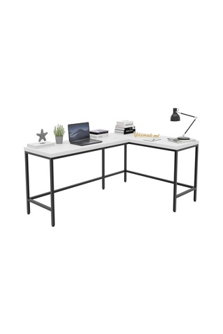 L Şekilli Ceviz Masa, Çalışma Masası Oyun Masası Beyaz