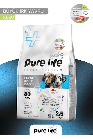 Pure Life Plus Kuzulu Büyük Irk Yavru Köpek Maması 10 KG