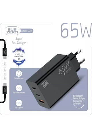 Subzero Sg88 65w Usb+pd+pd Girişli Süper Fast Type-c Şarj Aleti