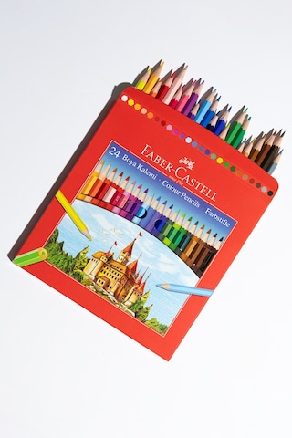 Faber-Castell Karton Kutu Boya Kalemi, 24 Renk, Yumuşak ve Canlı Renkler, Kolay Açılır