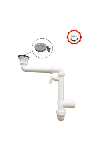 Dallmer Yer Kazandıran Lavabo Sifonu Evye Sifonu Delikli Süzgeçli 50'Lik Koku Önleyici Gider Borulu