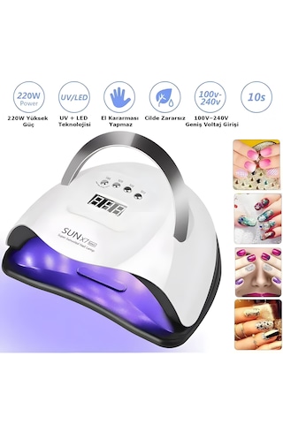 Uv Company Sun X7 Max 220w Uv Led Tırnak Kurutucu Lamba 57 Led, Sensörlü, Dijital Ekranlı Profesyonel Jel Oje Kurutma Cihazı 0