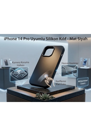 Iphone 14 Pro Uyumlu Silikon Ve Esnek Lansman Premıum Kılıf Siyah