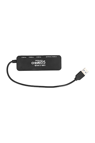 Vkemall 6'li Usb2.0 Hub - Sd/tf Kart Okuyuculu, Mikro Usb Portlu, Taşınabilir Siyah Hub