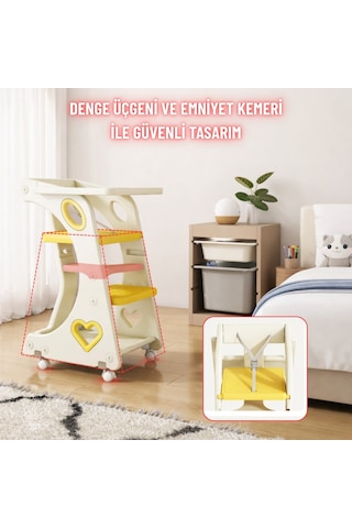 Bebek Mama Sandalyesi Eğitici Çocuk Gelişim Sandalyesi Ve Mutfak Merdiven Ve Öğrenme Kulesi
