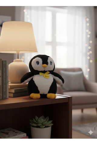 50 Cm Peluş Penguen Siyah Beyaz Yumuşak Dokulu Tüy Dökmeyen Oyuncak Çok Renkli