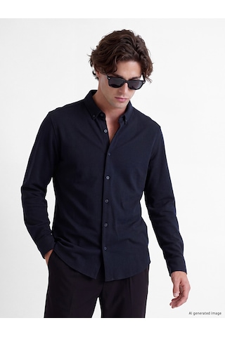 Lcw Vision Lacivert Slim Fit Dokulu Erkek Gömlek